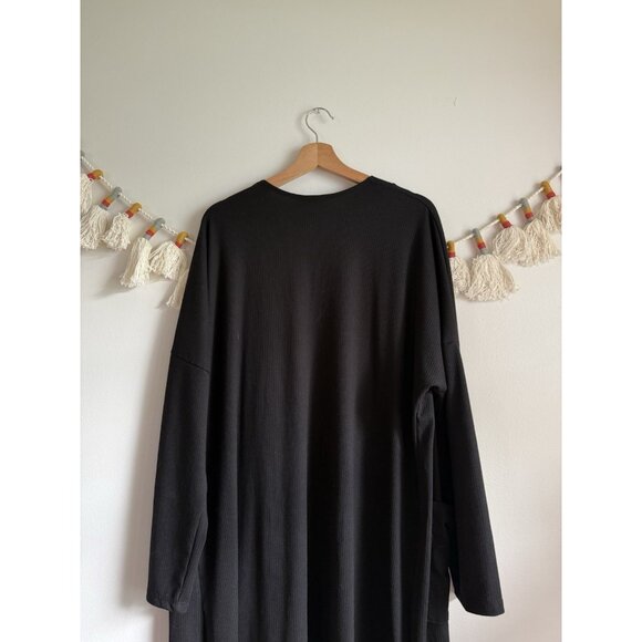 Carly Jean Los Angeles Ribbed Knit Black Open Front Longline Cardigan Lounge XXL - Picture 10 of 10